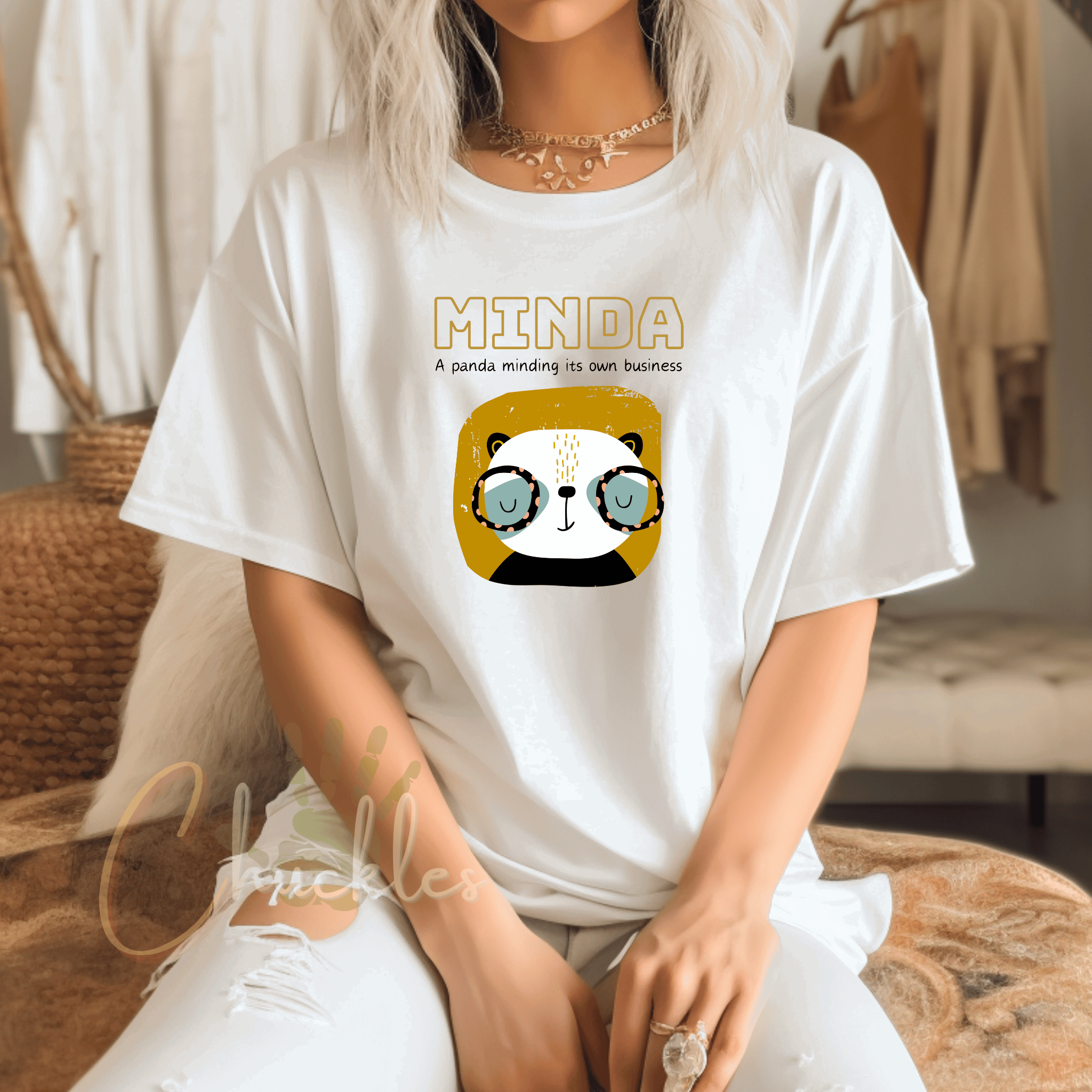 Minda - Panda minding its own business Unisex Softstyle T-Shirt